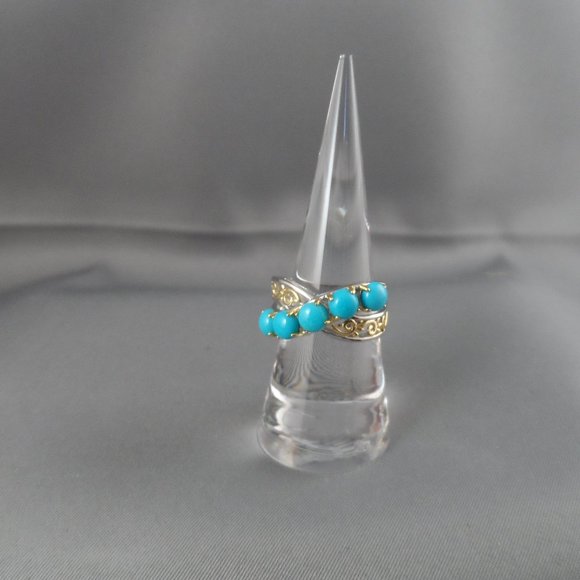 Sleeping Beauty Turquoise Ring - Vermeil Yellow Gold - Size 7 - Picture 1 of 4